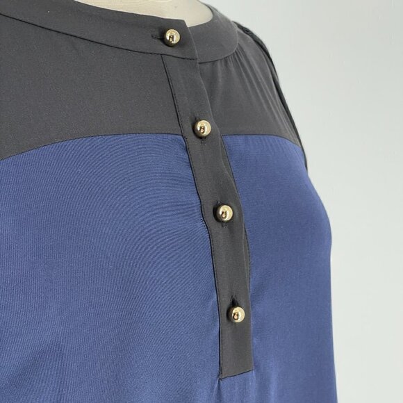 Kate Spade Silk Colorblock Black Blue Popover Shift Career Dress Pockets Small - Picture 4 of 8